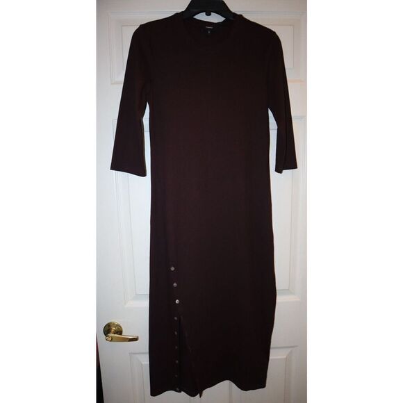 Theory L0224629 Women's Sz M Merlot Side Slit Button Perry Knit Midi Dress $295+ - Picture 1 of 11